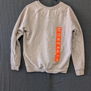 Monbarth Sweater Womens Medium Tan Round Neck Graphic Print